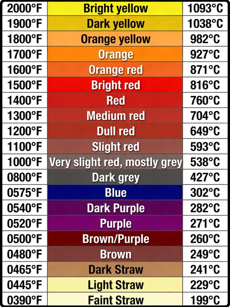 steel temperature color chart