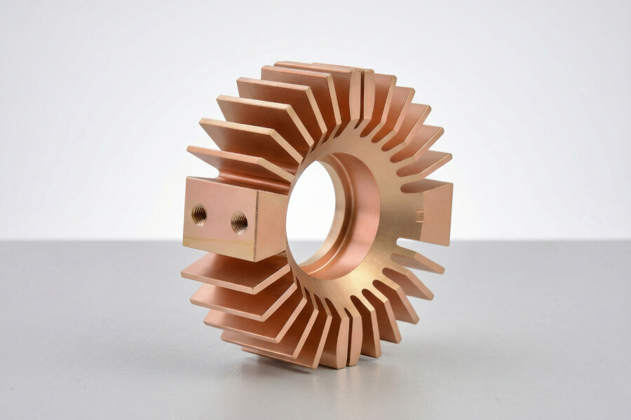 Custom copper heat sink with cooling fins via precision copper sheet metal fabrication