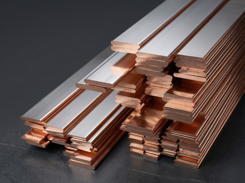 Custom tin-plated copper busbars manufactured via copper sheet metal fabrication