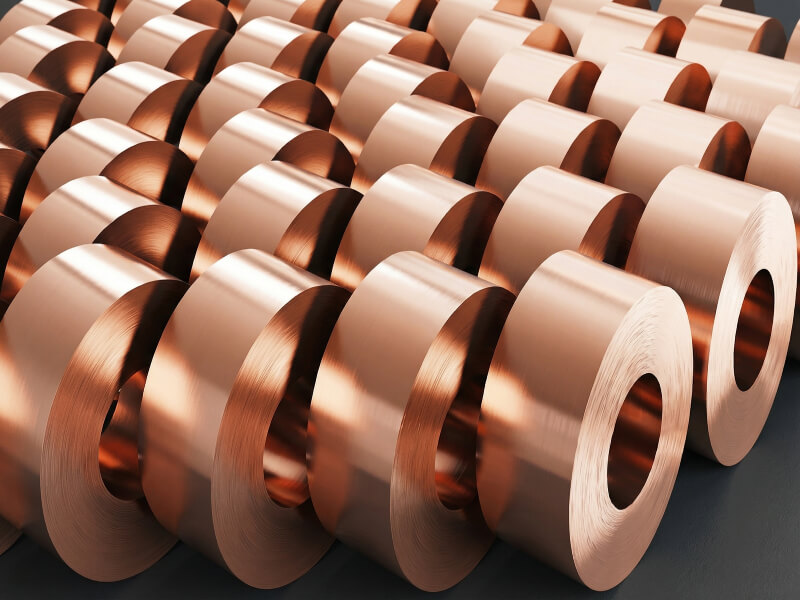 High-purity copper coils ready for copper sheet metal fabrication and stamping