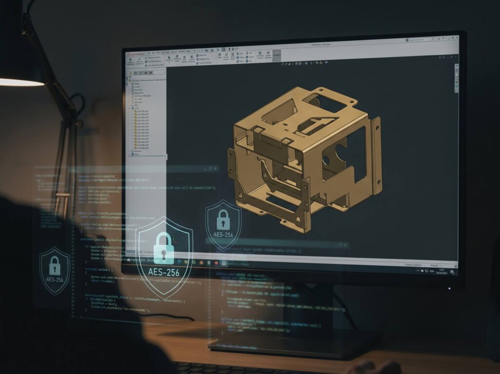 Secure CAD file handling with AES-256 encryption for brass parts