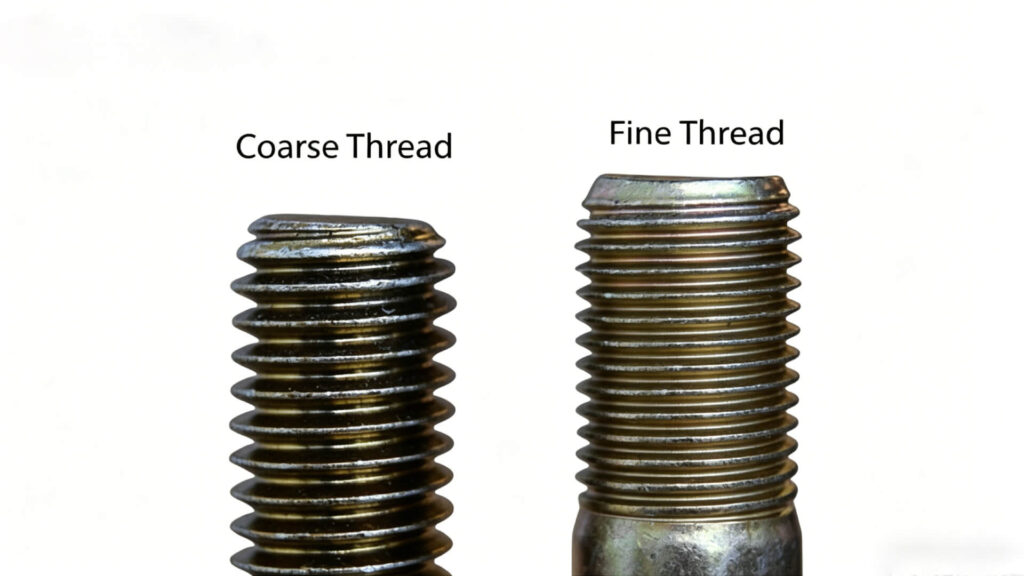 Comparación visual de roscas de pernos gruesas y finas