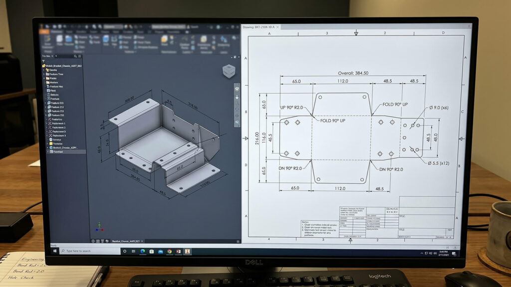 3D sheet metal CAD and 2D flat pattern