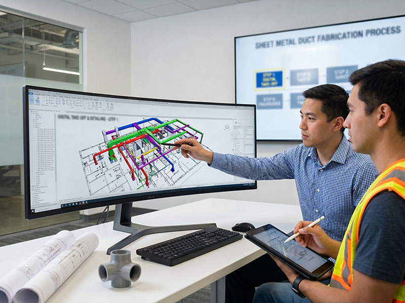 BIM modeling and digital takeoff for HVAC duct fabrication