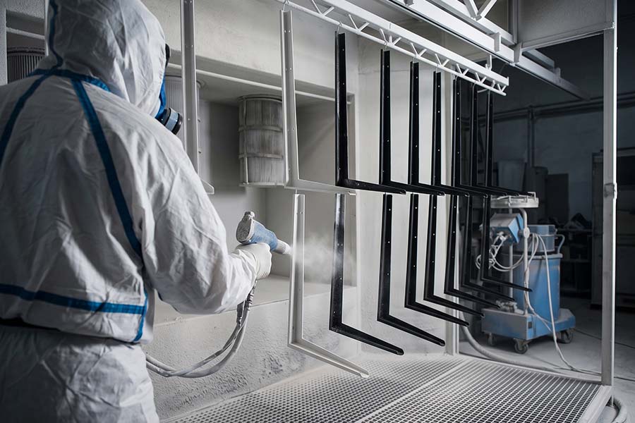 Industrial powder coating process for robotic enclosures