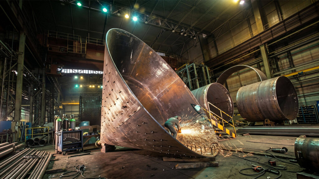 Large-scale industrial metal cone fabrication