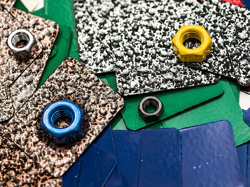Powder coating finish samples