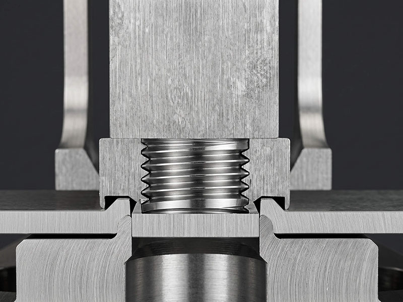 Self-clinching nut cross-section