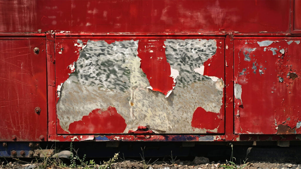 Thick powder coating peeling off exposed bare metal surface