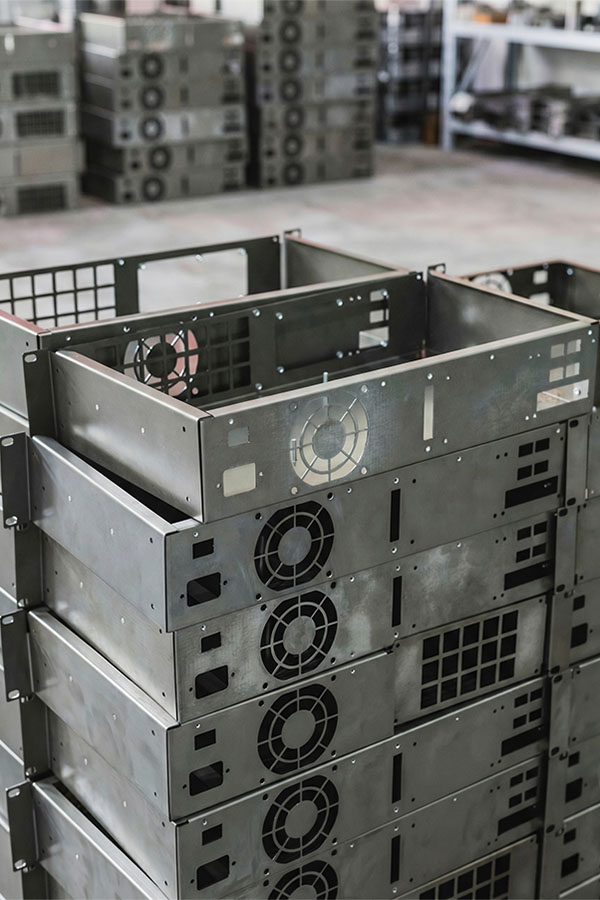 Custom laser-cut industrial enclosure panels for factory-integrated modifications