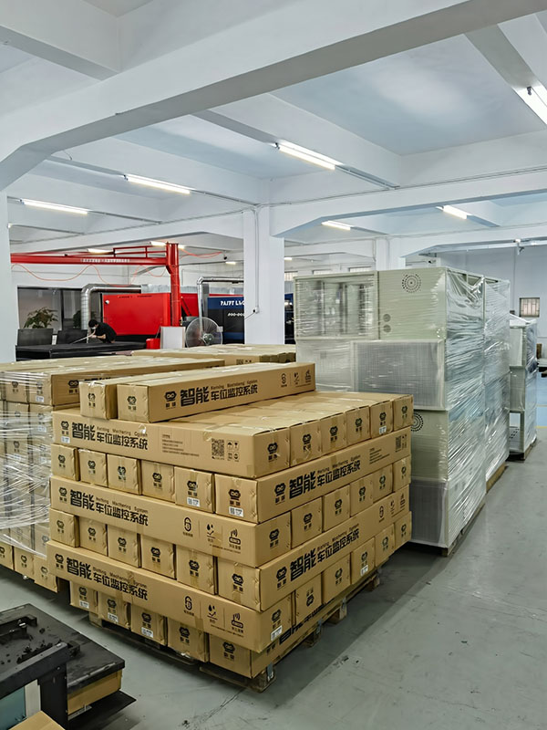 Finished sheet metal assemblies securely palletized for export shipment
