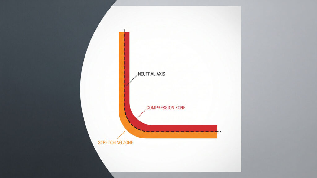Labeled sheet metal neutral axis cross-section