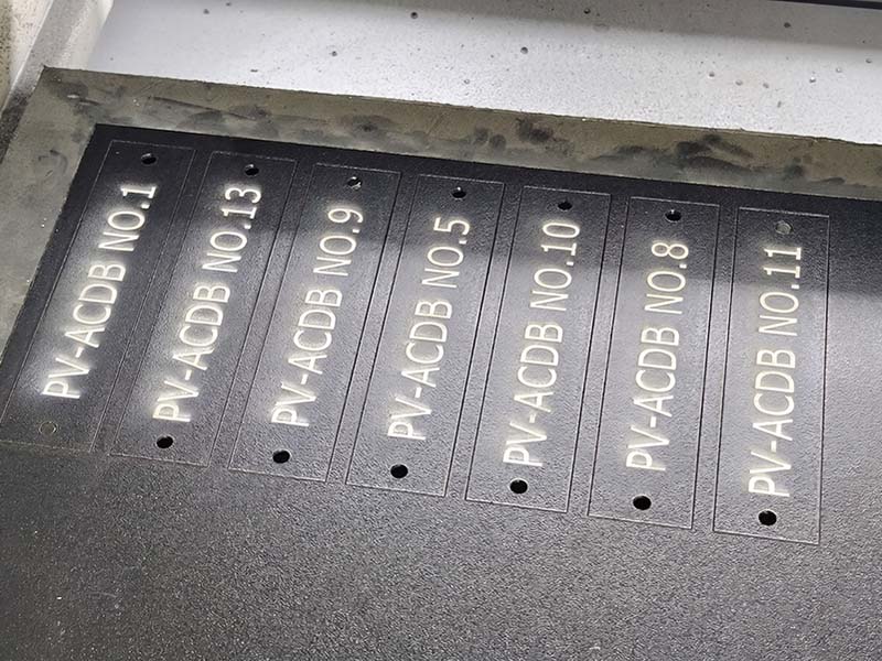 Laser engraved part numbers on metal surface