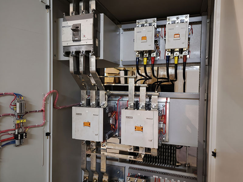 Factory installed DIN rails in solar battery enclosure