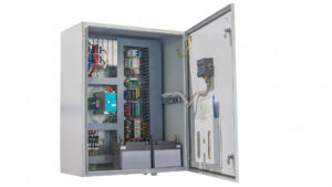 Open electrical enclosure with internal mounted components