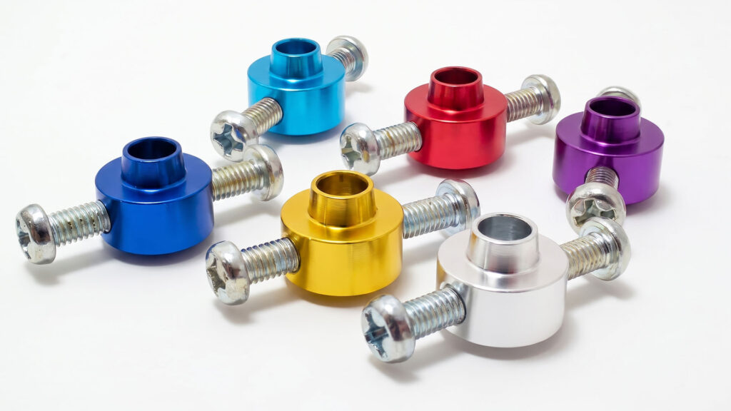Anodized and brushed metal finish samples rack