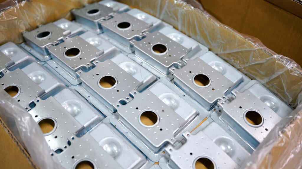 Box of high-quality finished sheet metal parts