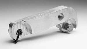 Close-up of electroless nickel plated precision machined part