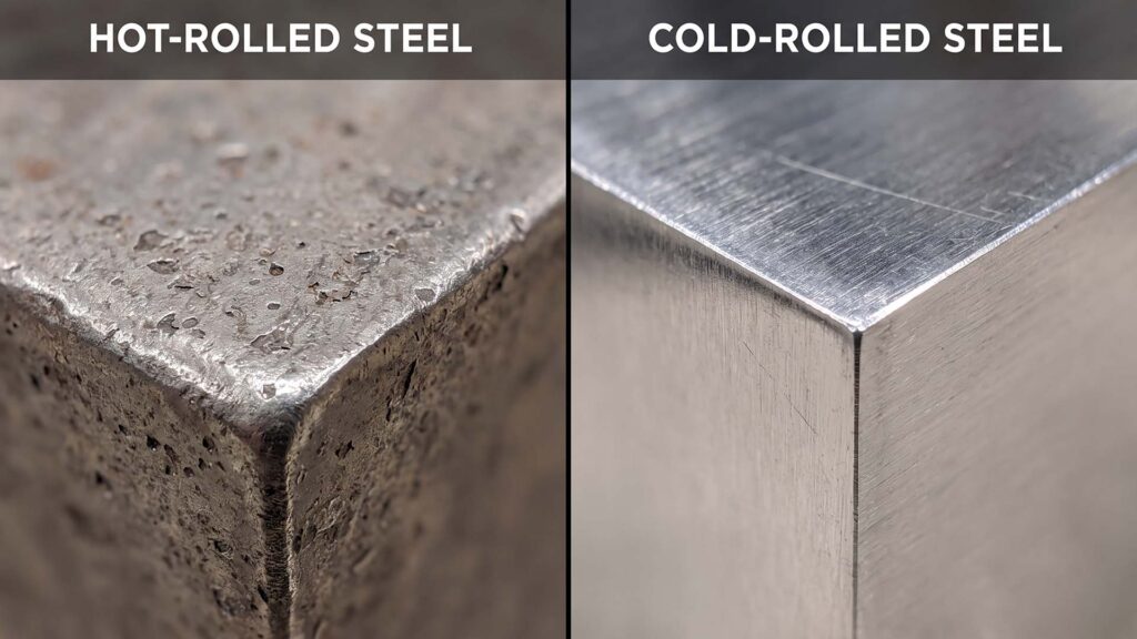 Macro edge comparison of hot and cold steel