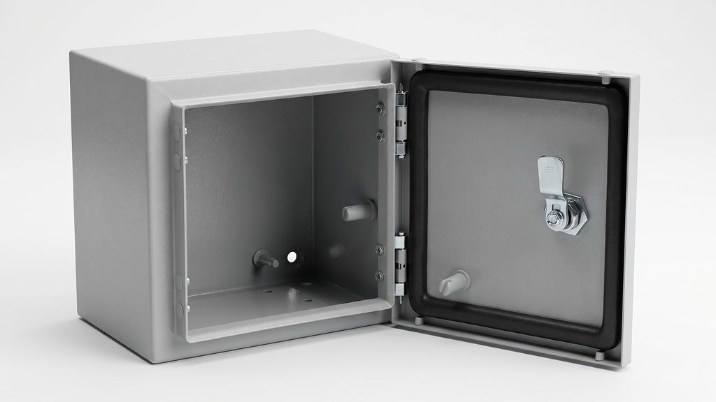 Open wall-mounted industrial electrical enclosure