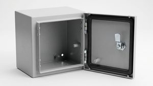 Open wall-mounted industrial electrical enclosure