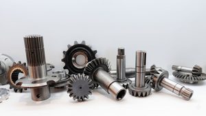 Close-up of precision CNC machined metal parts
